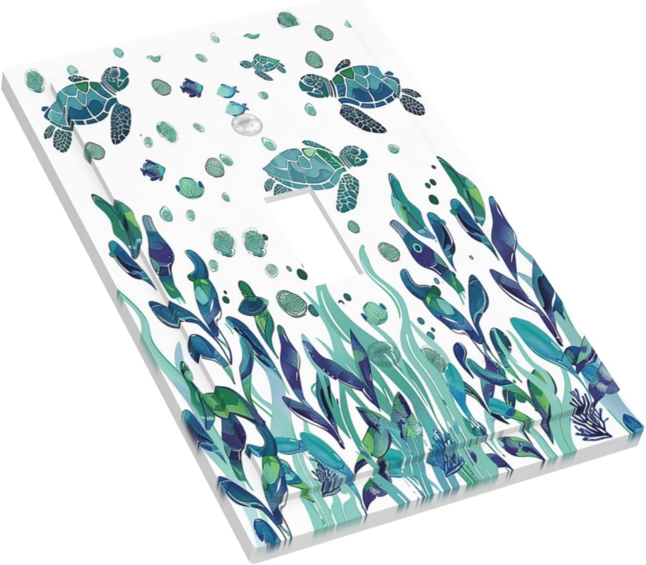 Decorative Light Switch Cover Vibrant Turtle Seagrass Watercolor Painting 1 Gang Single Toggle