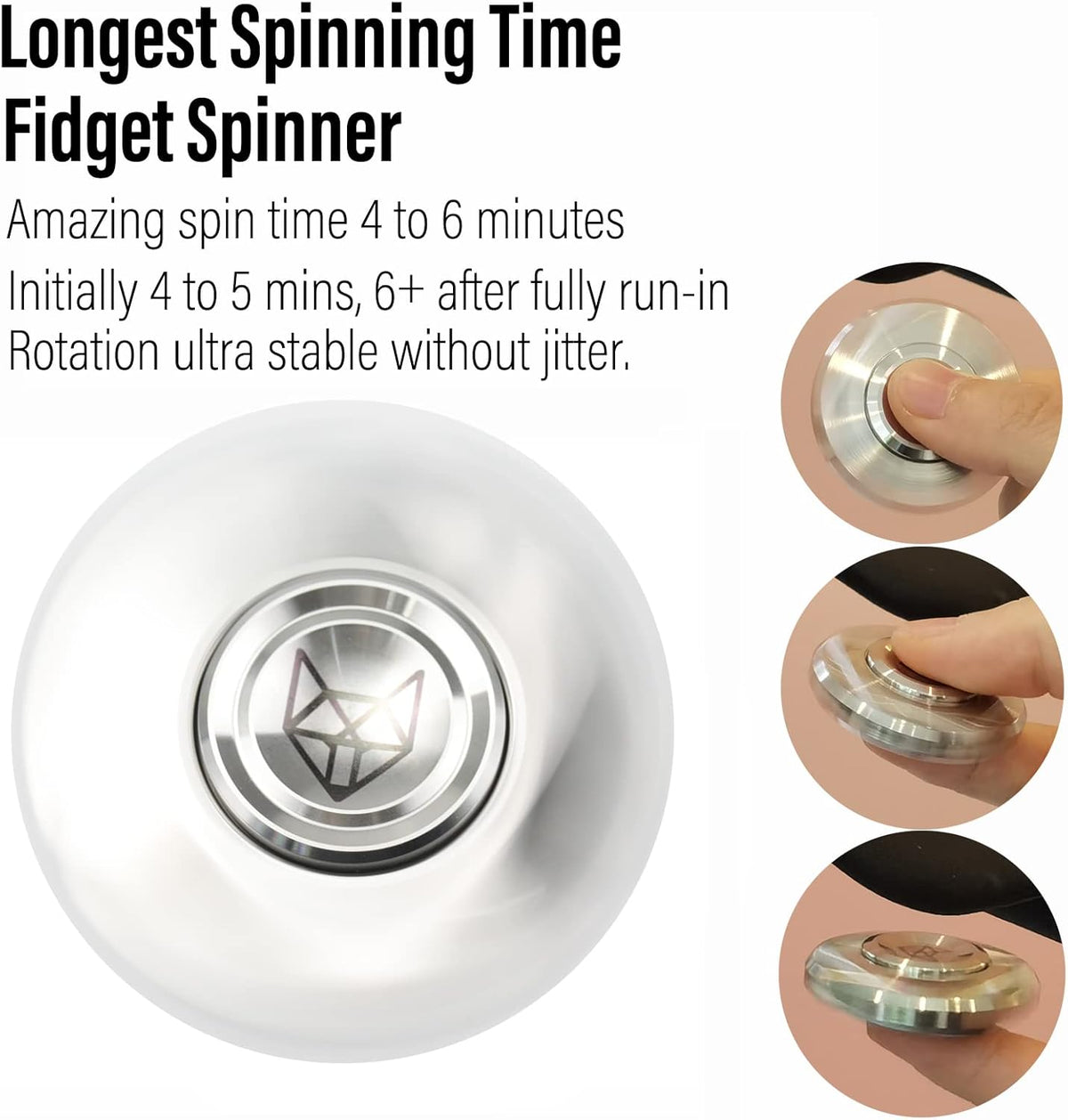 FREELOVE Metal Fidget Spinner, Stainless Steel Heavy, Long Spinning Toys, Cool Silent, Small Mini