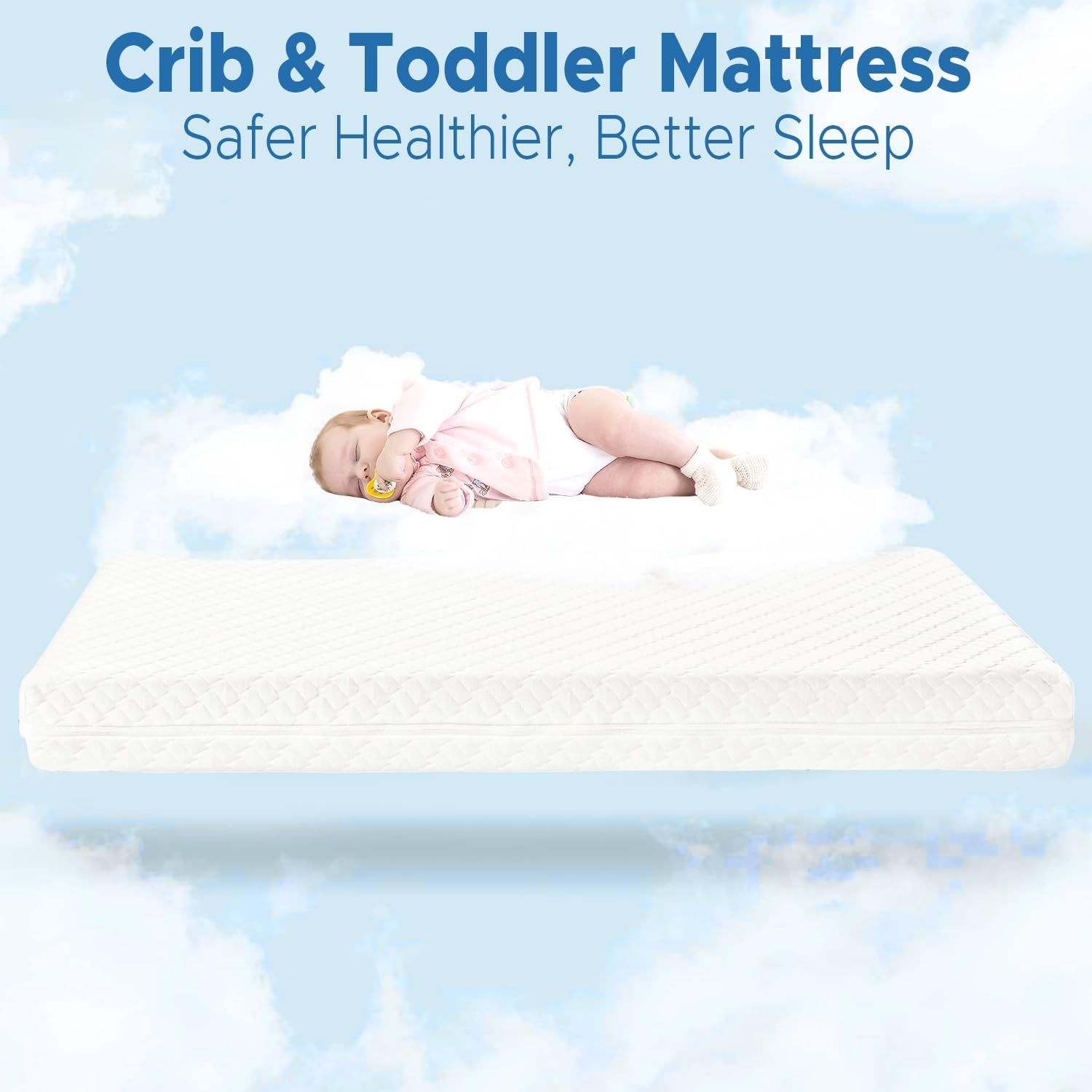 Crib Mattress, Dual-Sided Breathable Baby and Toddler Memory Foam Mattress with Removable and