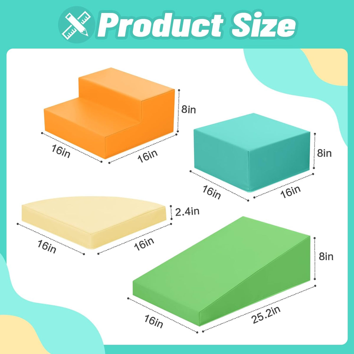 6-Piece Soft PU Leather Toddlers Climbing Toys, Baby Foam Climbing Blocks for Toddlers 3, Indoor