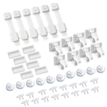 Inaya Complete Baby Proofing Kit - Child Safety Hidden Locks for Cabinets & Drawers, Adjustable