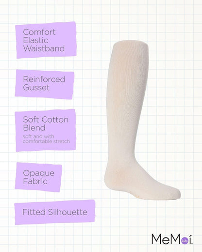 MeMoi Soft Pima Cotton Tights for Girls, Soft and Lightweight Opaque Tights for girls - Sizes 8 to