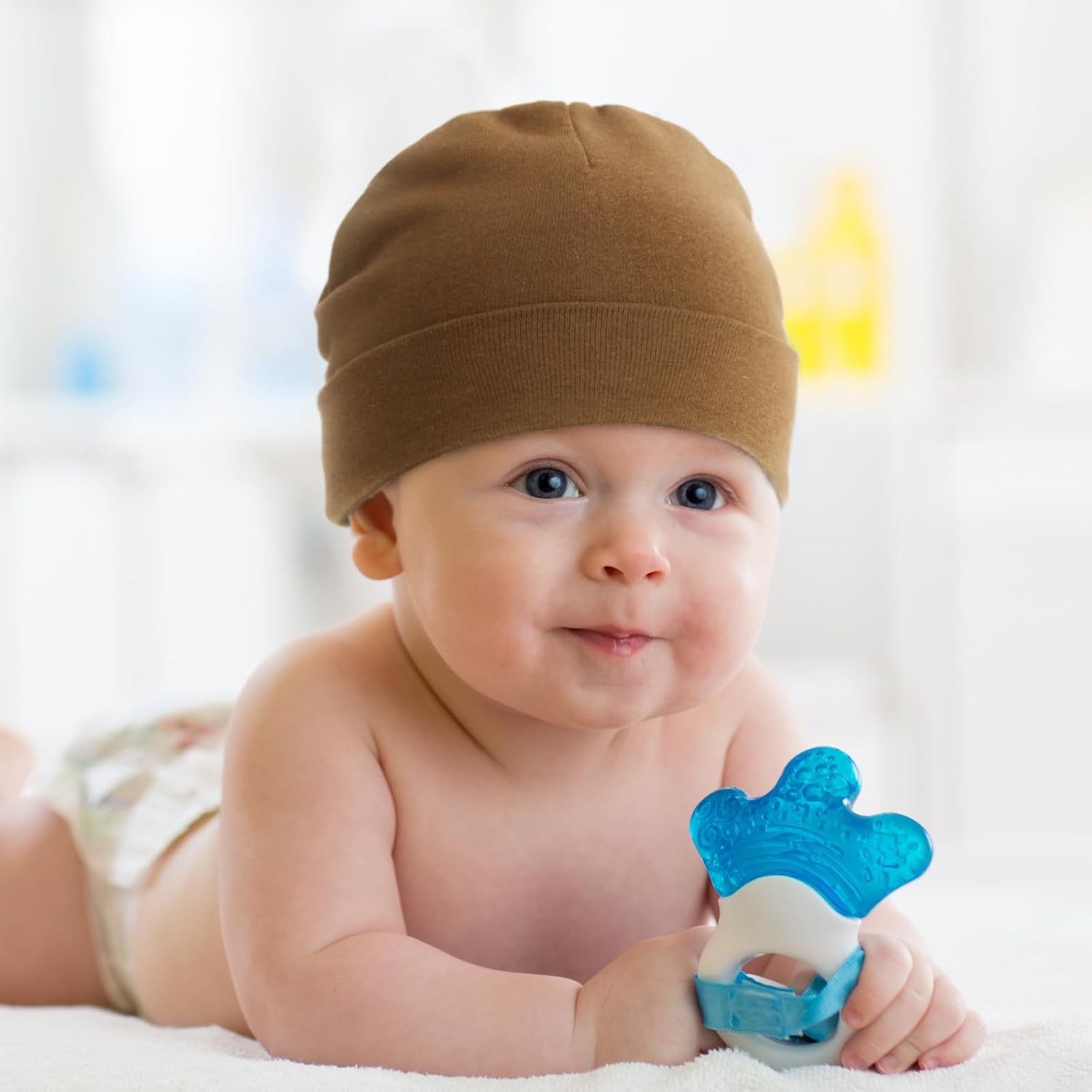 DRESHOW BQUBO 4 Pieces Baby Beanie Newborn Toddler Soft Cute Knit Hat Hospital Hats for Baby Boys