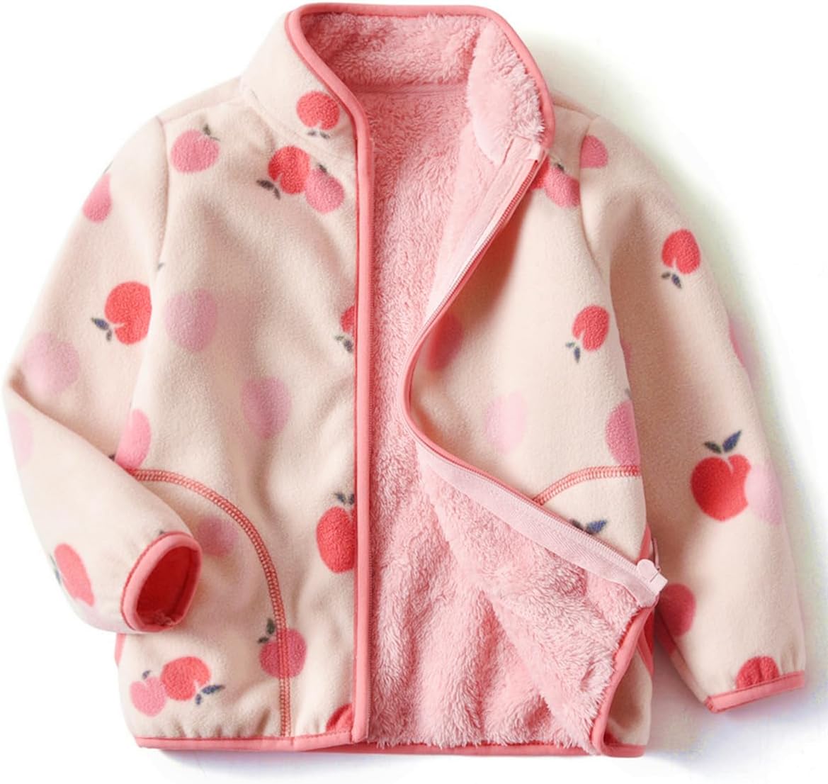 Kids Printed Polar Fleece Jacket Toddler Baby Boys Girls Autumn Winter Warm Sherpa Lining Outerwear