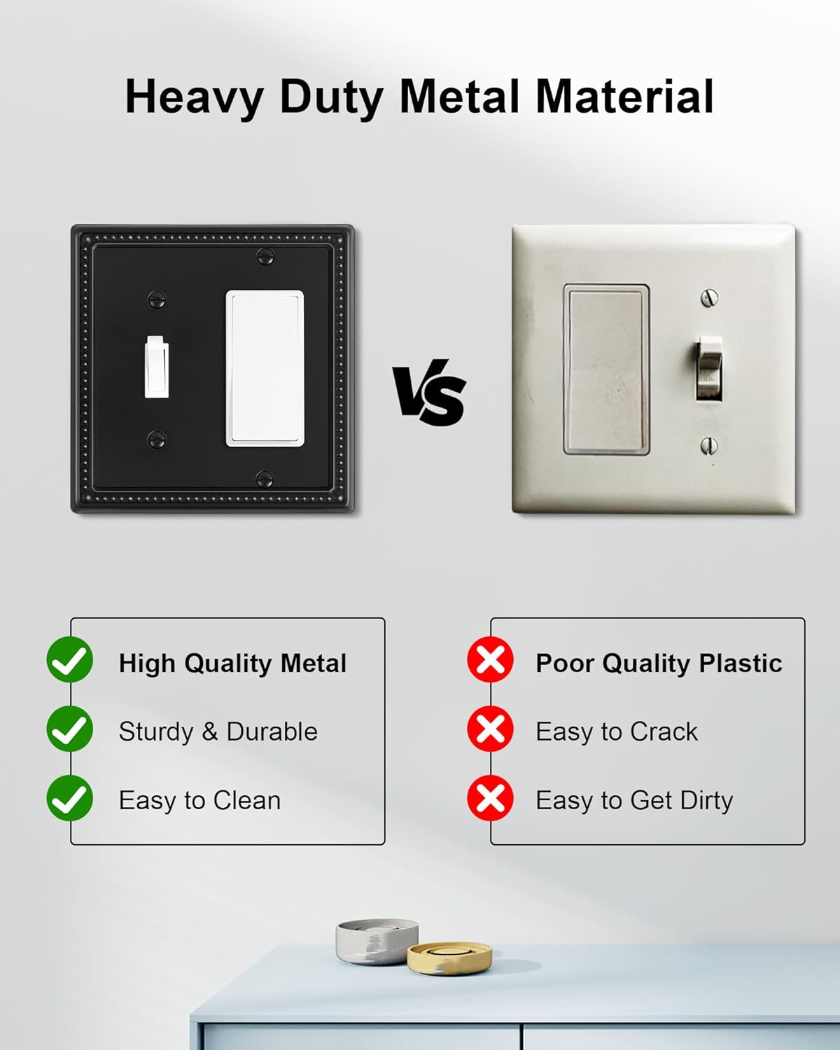 2-Pack Combo Toggle/Decorator Light Switch Cover Plate, Pearls Decorative Electrical Outlet Covers