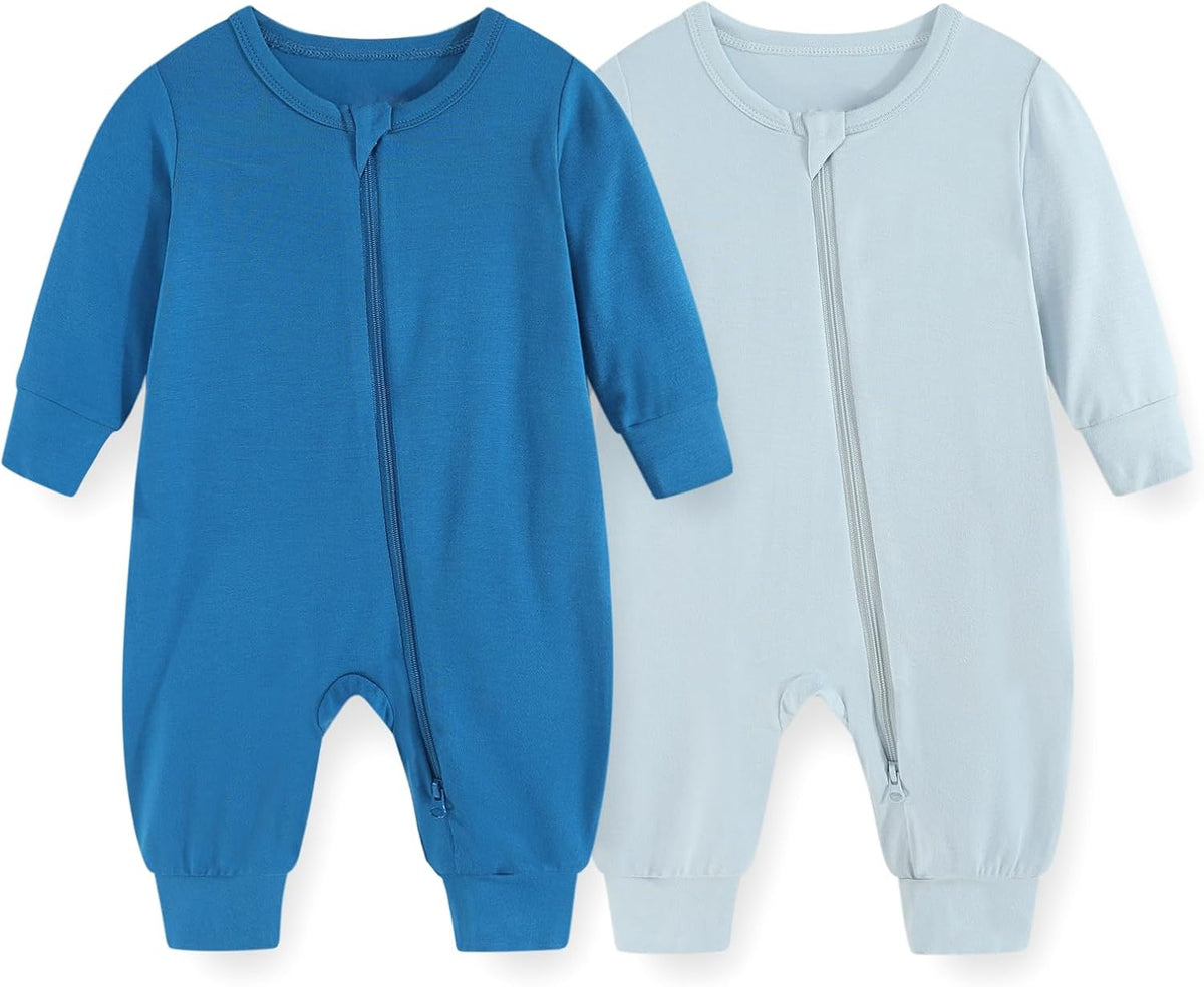 Unisex Rayon Made from Bamboo Zipper Baby Boy Girl Rompers 2 Pcak Long Sleeve Infants Jumpsuits New