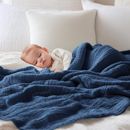 EMME Muslin Baby Blankets 100% Cotton 4-Layer Swaddle 40"x50" Lightweight Soft Breathable for