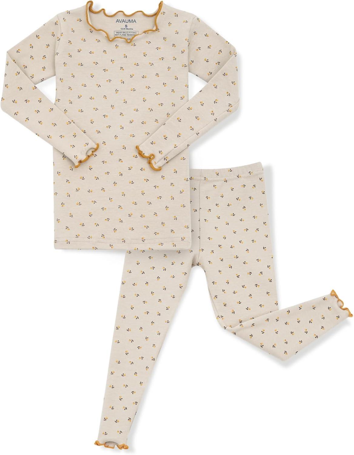AVAUMA Baby Boy Girl Pajama Set 6M-7T Kids Cute Toddler Snug fit Flower Pattern Design Pjs Cotton