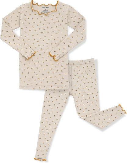 AVAUMA Baby Boy Girl Pajama Set 6M-7T Kids Cute Toddler Snug fit Flower Pattern Design Pjs Cotton