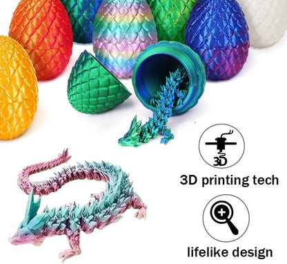 Cessfle 3D Printed Dragon in Egg, Crystal Dragon Eggs with Dragon Inside, Full Articulated Dragon