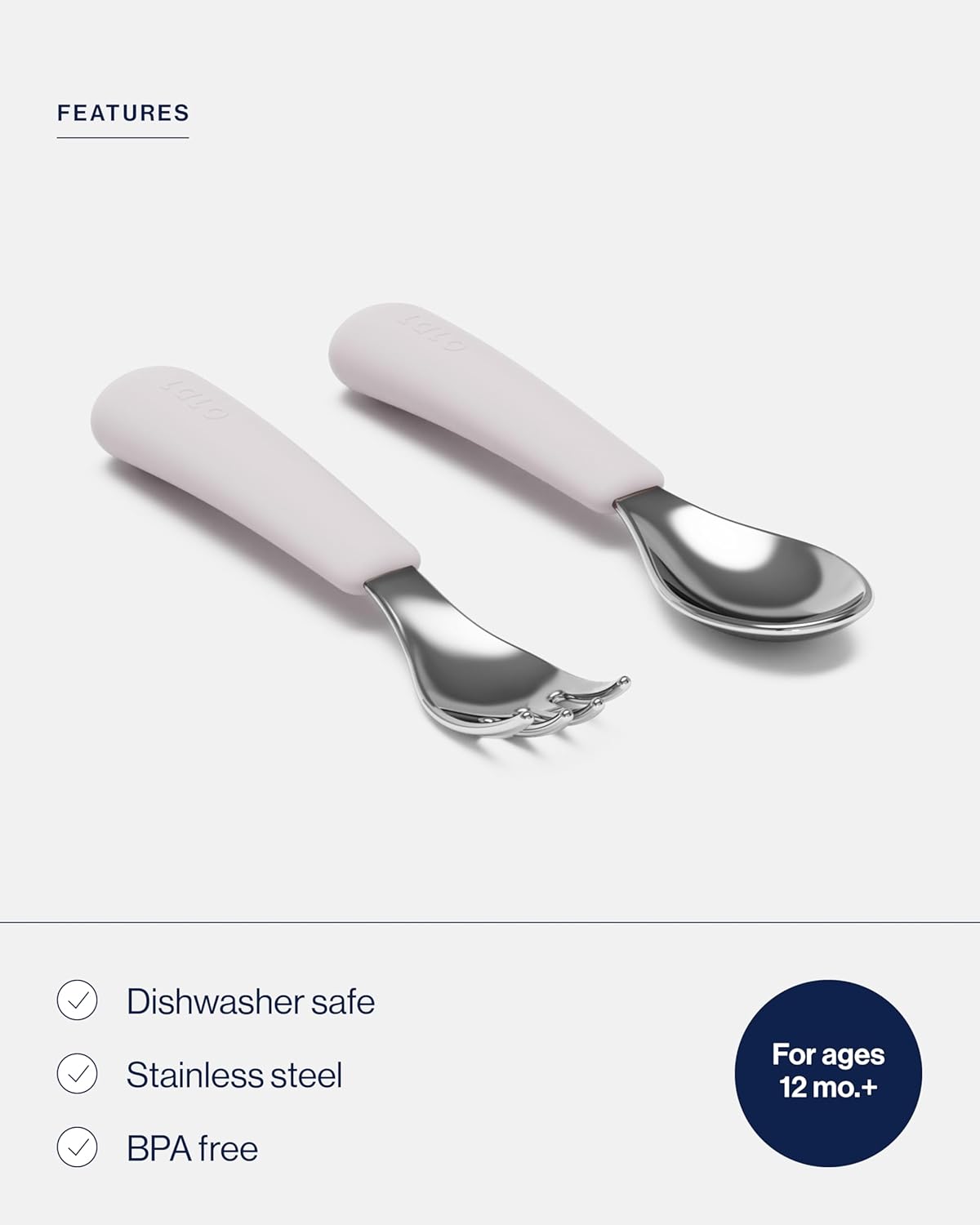 Lalo Utensils - Toddler Fork and Spoon Set - Stainless Steel and Silicone Ergonomic Toddler