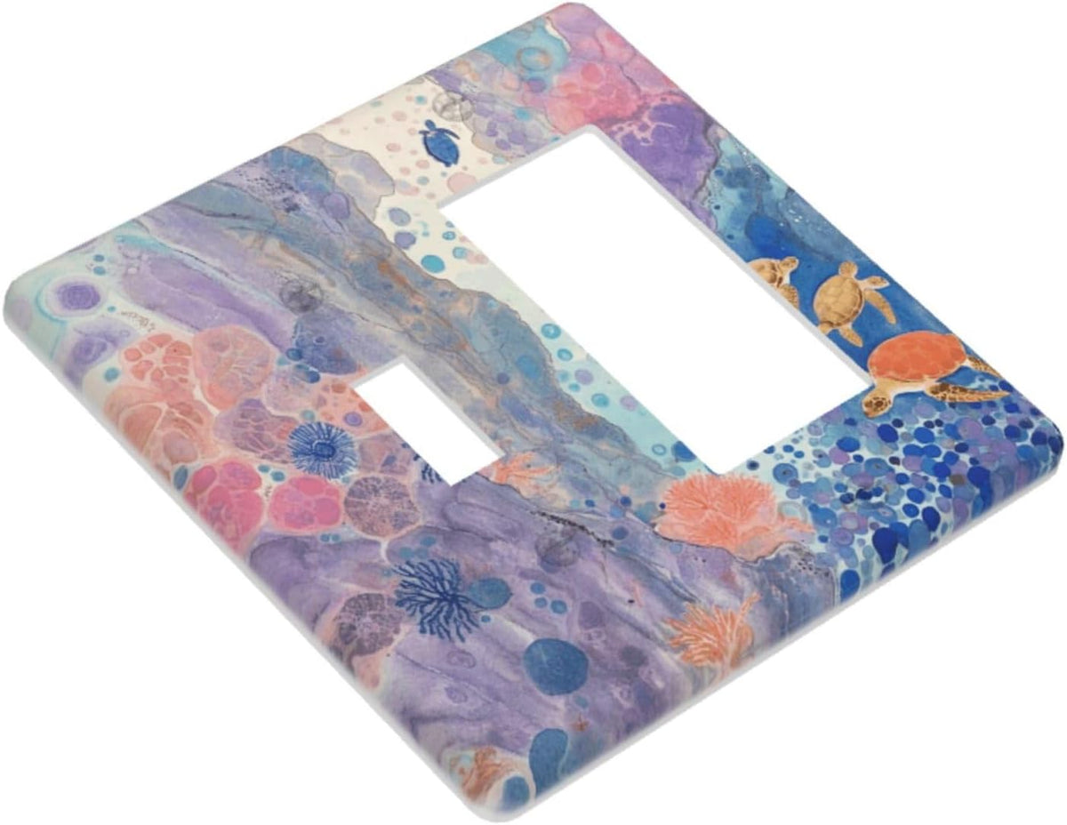 Turtle Coral Fish Watercolor Colorful Underwater World Outlet Covers 1 Toggle 1 Rocker Combination