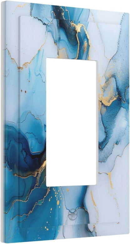 Decorative Outlet Covers Modern Abstract Blue Gold Line Marble 1 Gang Single Decora GFCI Device