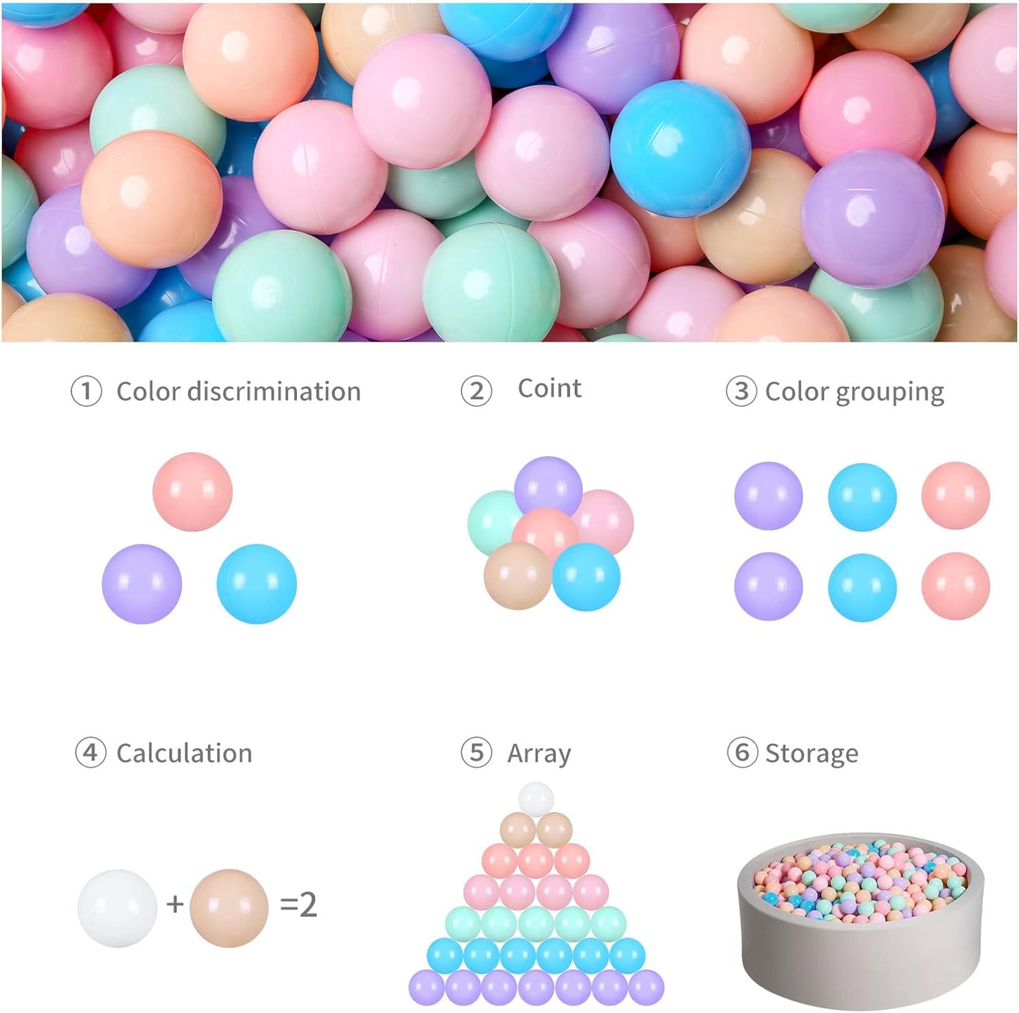 GOGOSO Ball Pits Balls for Toddlers Pack of 50 100 200 Plastics Shape Ball Non-Phthalate Non-BPA
