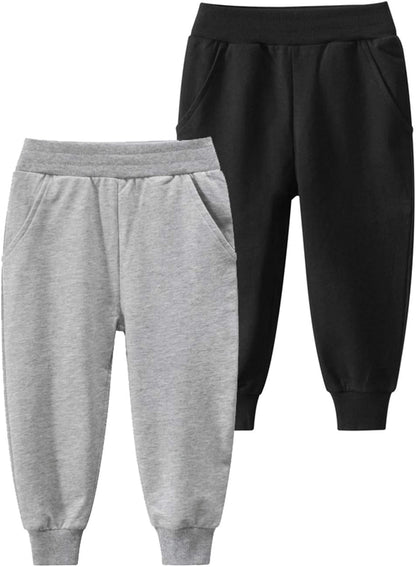 HUAER& Baby Boy's Jogger Pants Dinosaur Car Drawstring Elastic Sweatpants