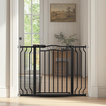 29.53"-43.30" Mornyray Auto-Close Baby Gate Extra Wide, Pressure Mounted Dog & Pet Gate for Stairs
