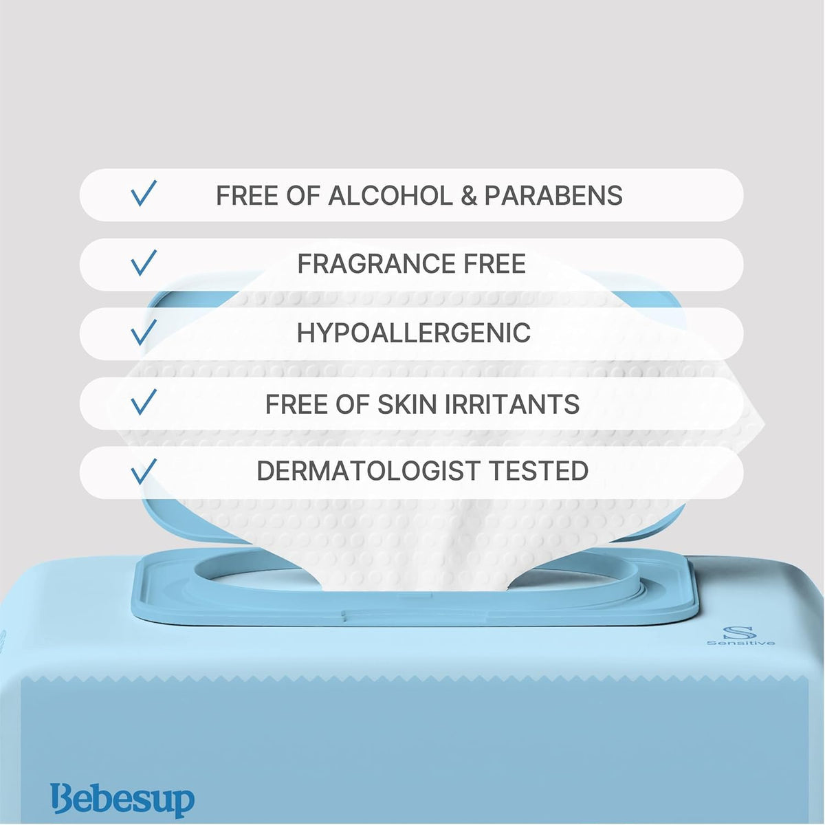 BEBESUP-Korea’s #1 Sensitive Baby Wipes -Hypoallergenic Water-based Unscented Alcohol-Free