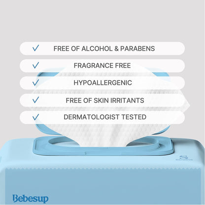 BEBESUP-Korea’s #1 Sensitive Baby Wipes -Hypoallergenic Water-based Unscented Alcohol-Free