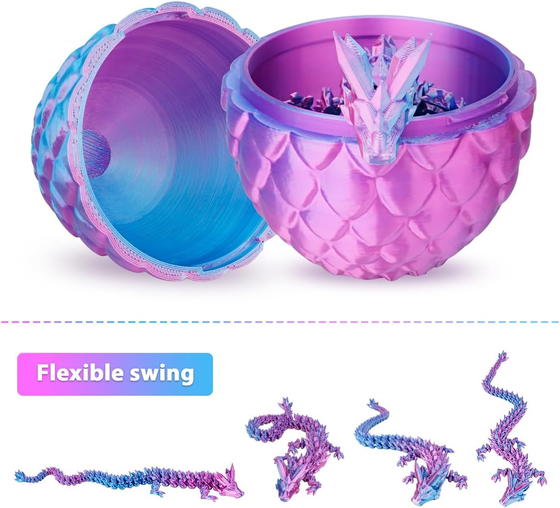 Dragon Eggs with Dragon Inside, 3D Printed Surprise Funny Gifts for Kids, Boys, Girls, Articulated