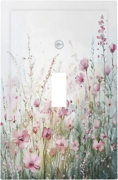 Decorative Light Switch Cover Wildflower Botanical Watercolor Floral 1 Gang Single Toggle Device