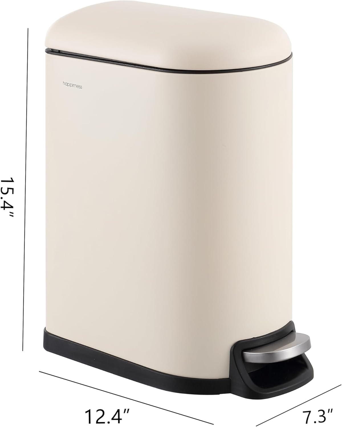 happimess HPM1009F Roland Mini 2.6-Gallon Step-Open Trash Can, Limestone Beige,with Soft-Close Lid