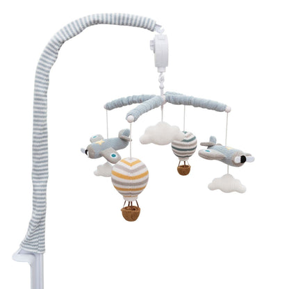 LIVING TEXTILES Baby Music Mobile - Up & Away Crib Toy, Sky Hot Air Balloon,Clouds Planes, Musical