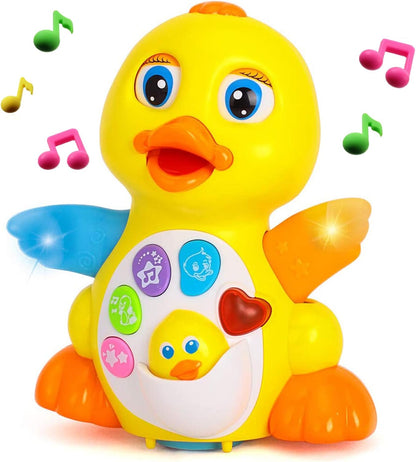 Musical Flapping Yellow Duck Interactive Action Educational Learning Walking Light Up Dancing Toy