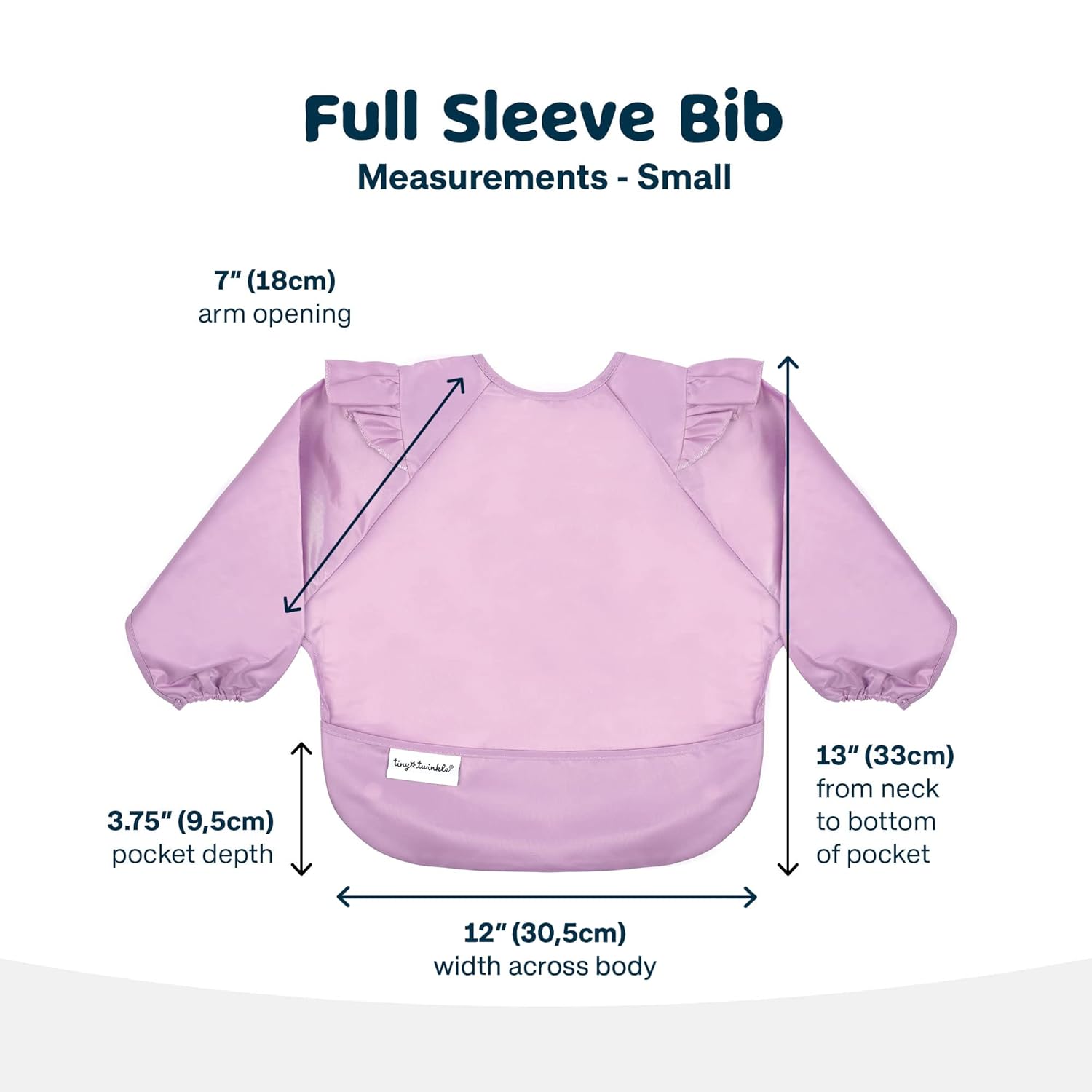 Tiny Twinkle Mess Proof Baby Bib,Waterproof Smock Baby Bib for Eating,Machine Washable Long Sleeve