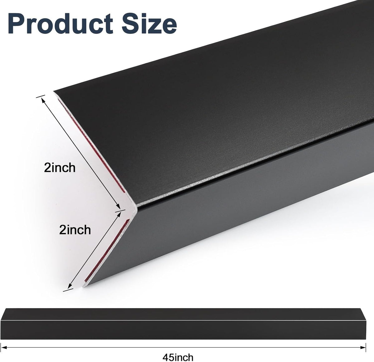 4PCS 45" Black Metal Corner Protectors, Aluminum Self Adhesive Corner Guards, Metal Wall Edge