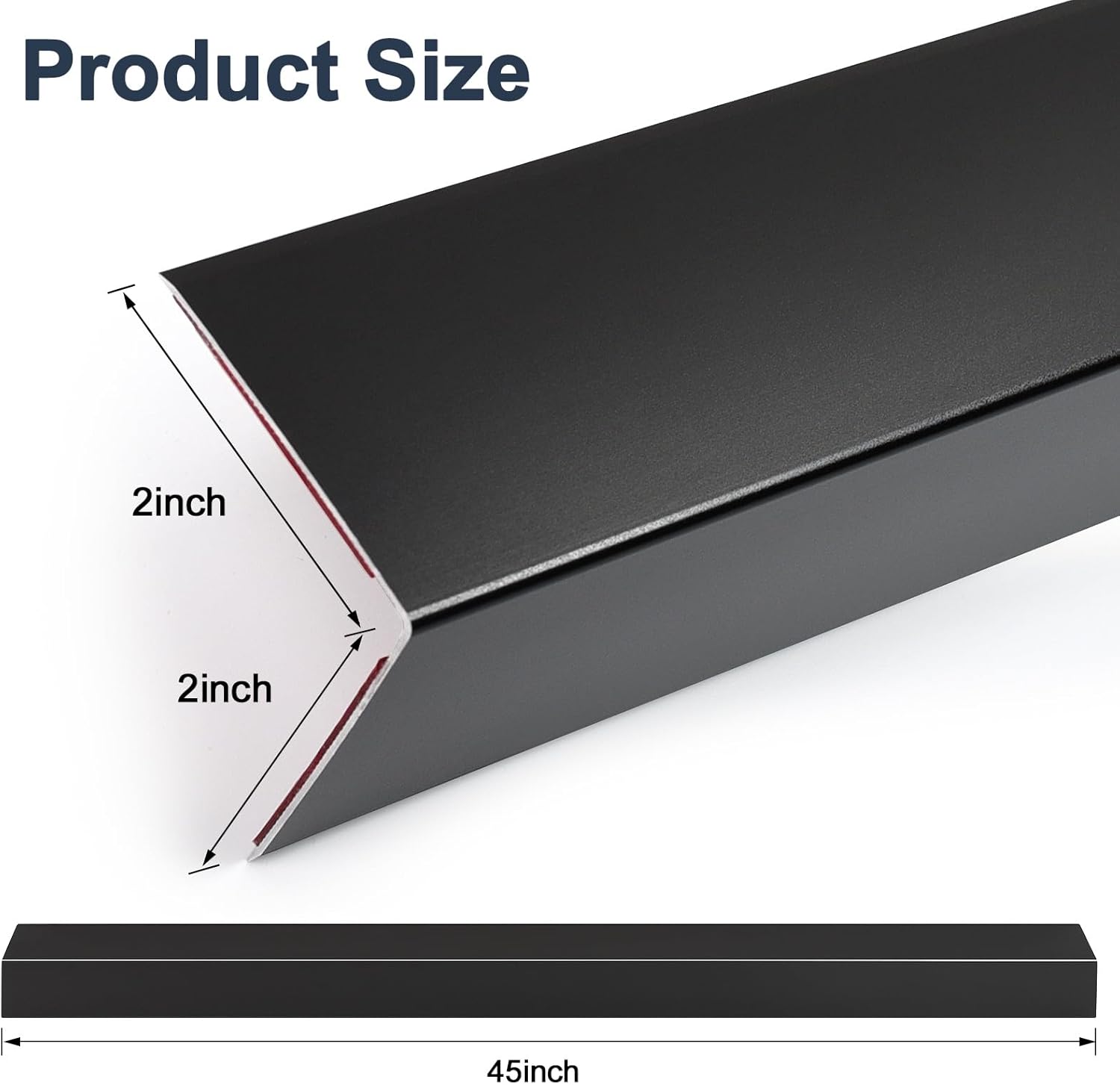 4PCS 45" Black Metal Corner Protectors, Aluminum Self Adhesive Corner Guards, Metal Wall Edge