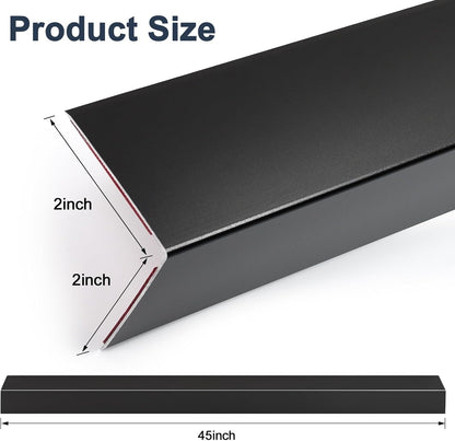 4PCS 45" Black Metal Corner Protectors, Aluminum Self Adhesive Corner Guards, Metal Wall Edge