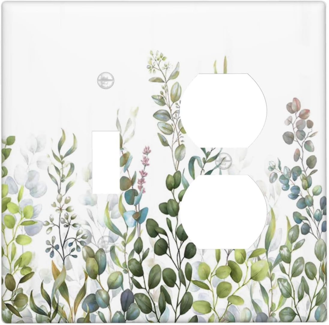 Green Eucalyptus Leaf Plant Herbs Springnature Wallplates 1 Toggle 1 Duplex Switch Plate Electrical