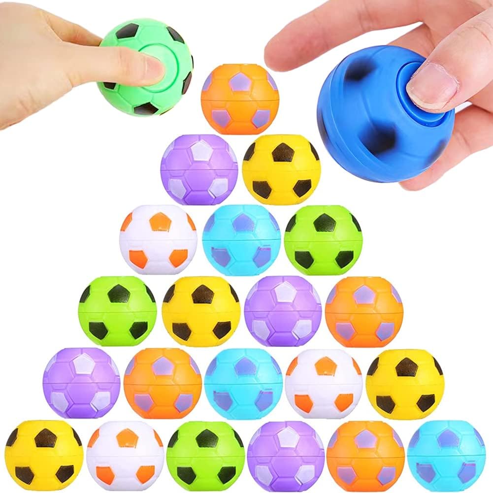32 PCS Mini Fidget Spinners Soccer Ball Toys for Kids, Soccer Party Favors Goodie Bag Stuffers