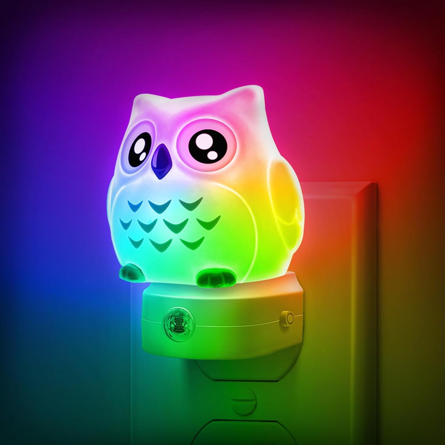 Owl Night Lights Plug Into Wall, Cute Night Light for Kids, 8-Color LED Night Light with Dusk to