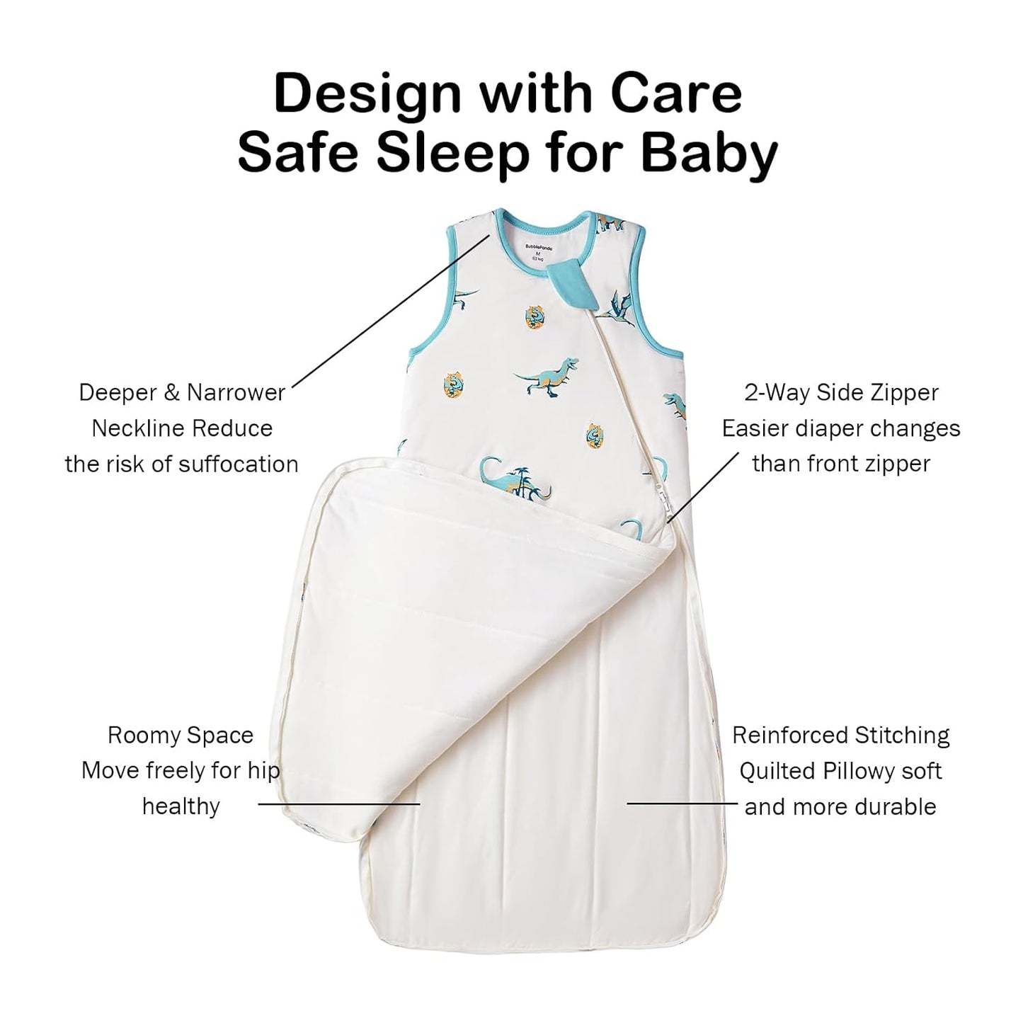 BubblePanda Rayon Made from Bamboo Sleep Sack 2t-3t 0.5 Tog Soft Lightweight Toddler Sleep Sack