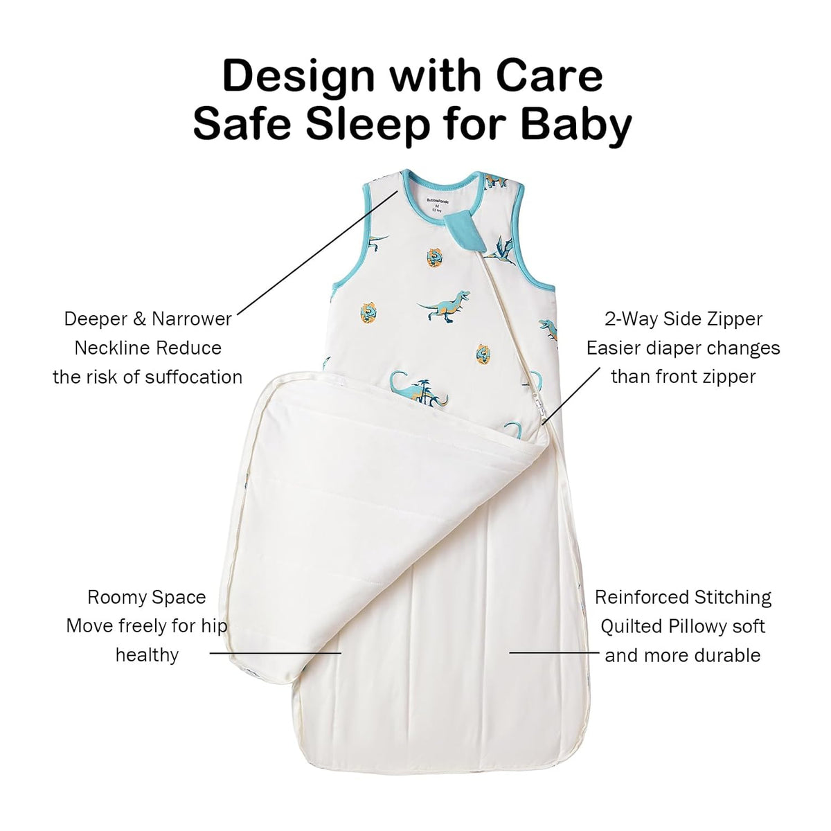 BubblePanda Rayon Made from Bamboo Sleep Sack 0-6 Months 0.5 Tog Soft Newborn Sleep Sack 3-6 Months