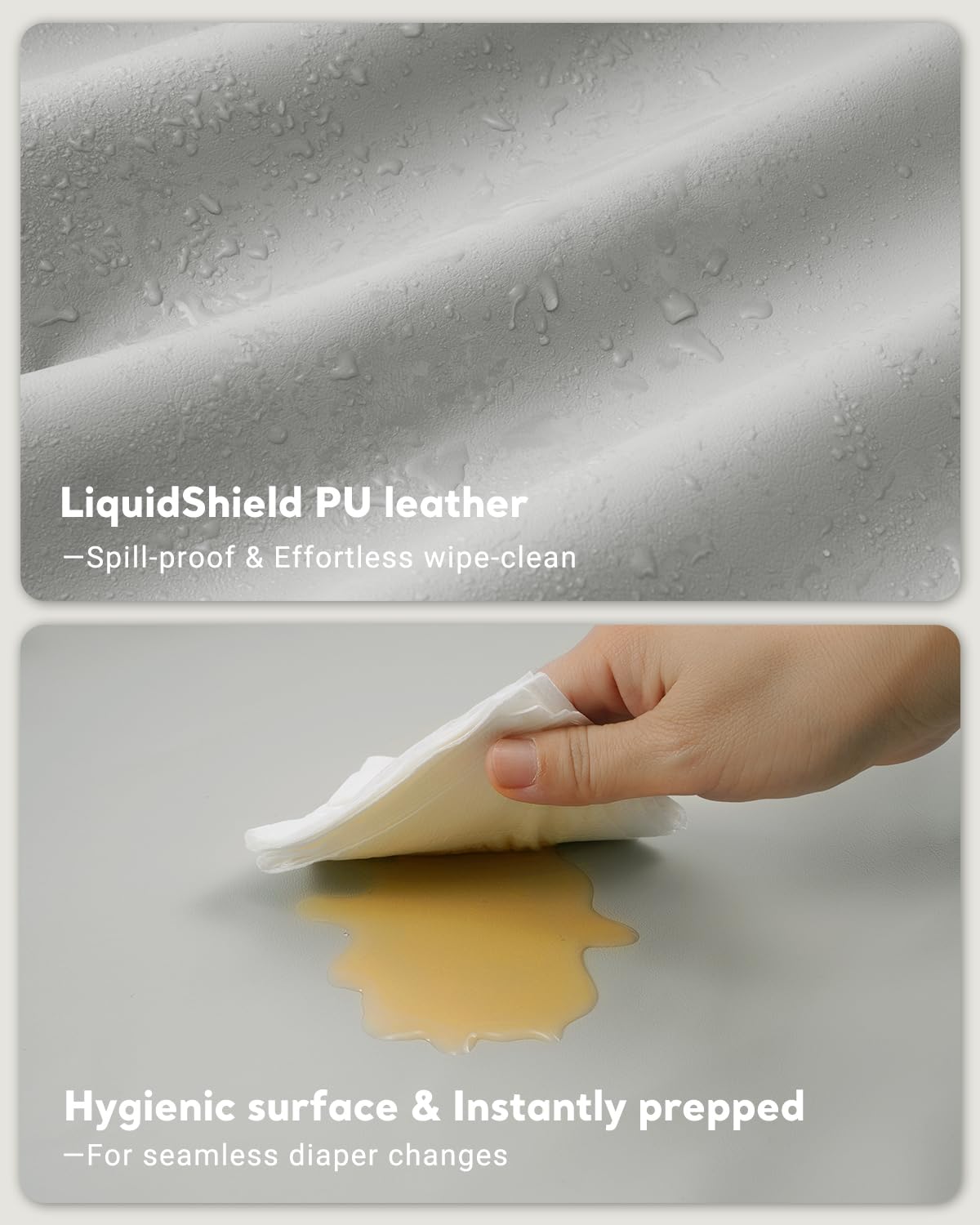Vegan Leather Waterproof Baby Changing Pad - Wipeable, Extra Thick & Portable & Non-Slip Diaper Mat