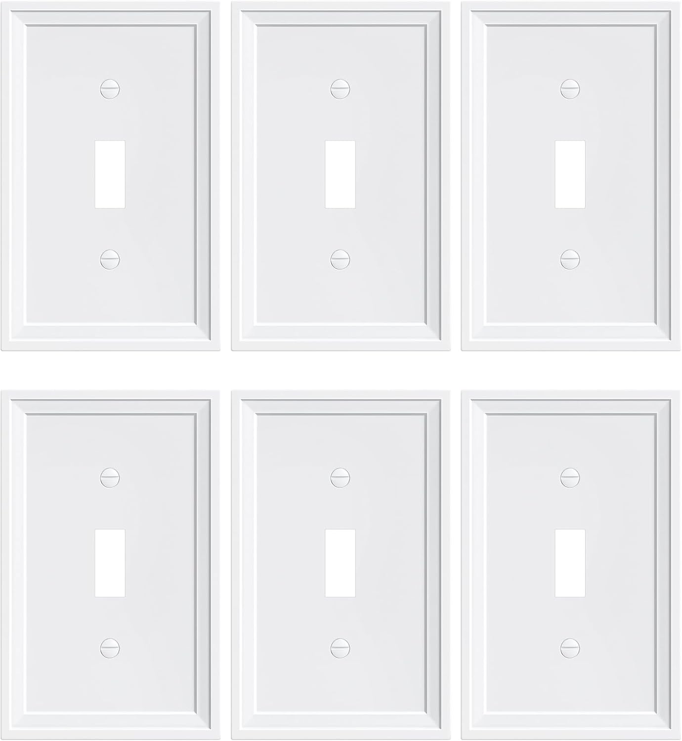 6-Pack Single Toggle Light Switch Covers Wall Plate, Pure White Decorative Switch Plate Covers, 1