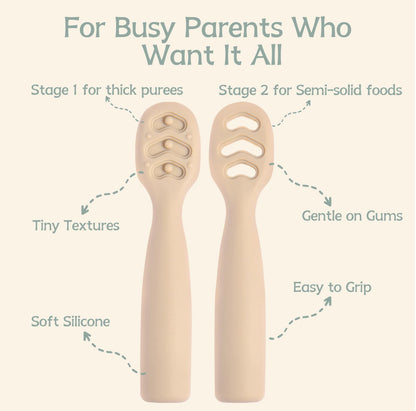 Eascrozn 6 Pack Silicone Baby Spoons Self Feeding 6+ Months Set BPA Free