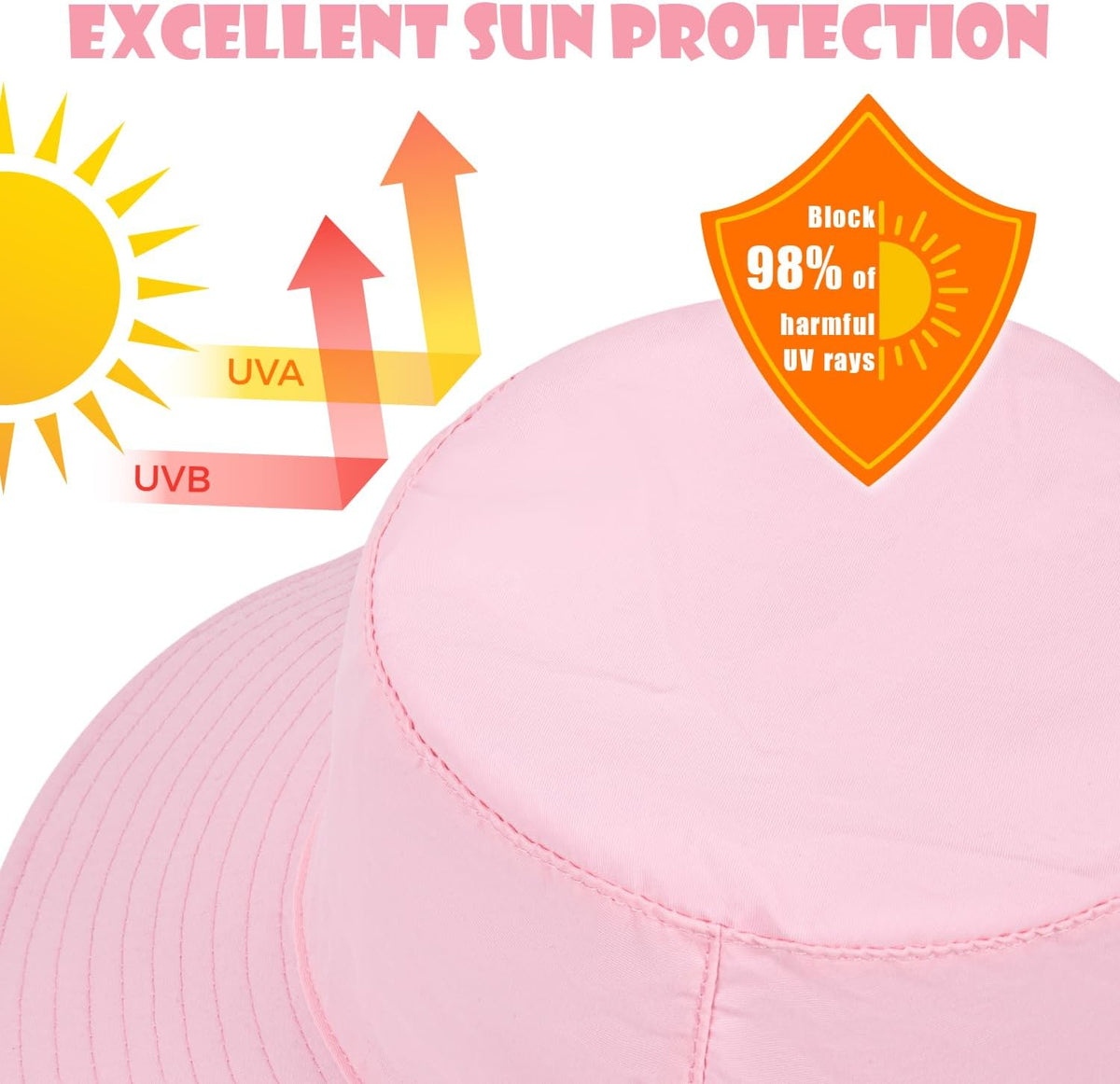Baby Sun Hat Kids Summer UPF 50+ Toddler Bucket Hat Wide Brim Adjustable Beach Hats for Boys Girls