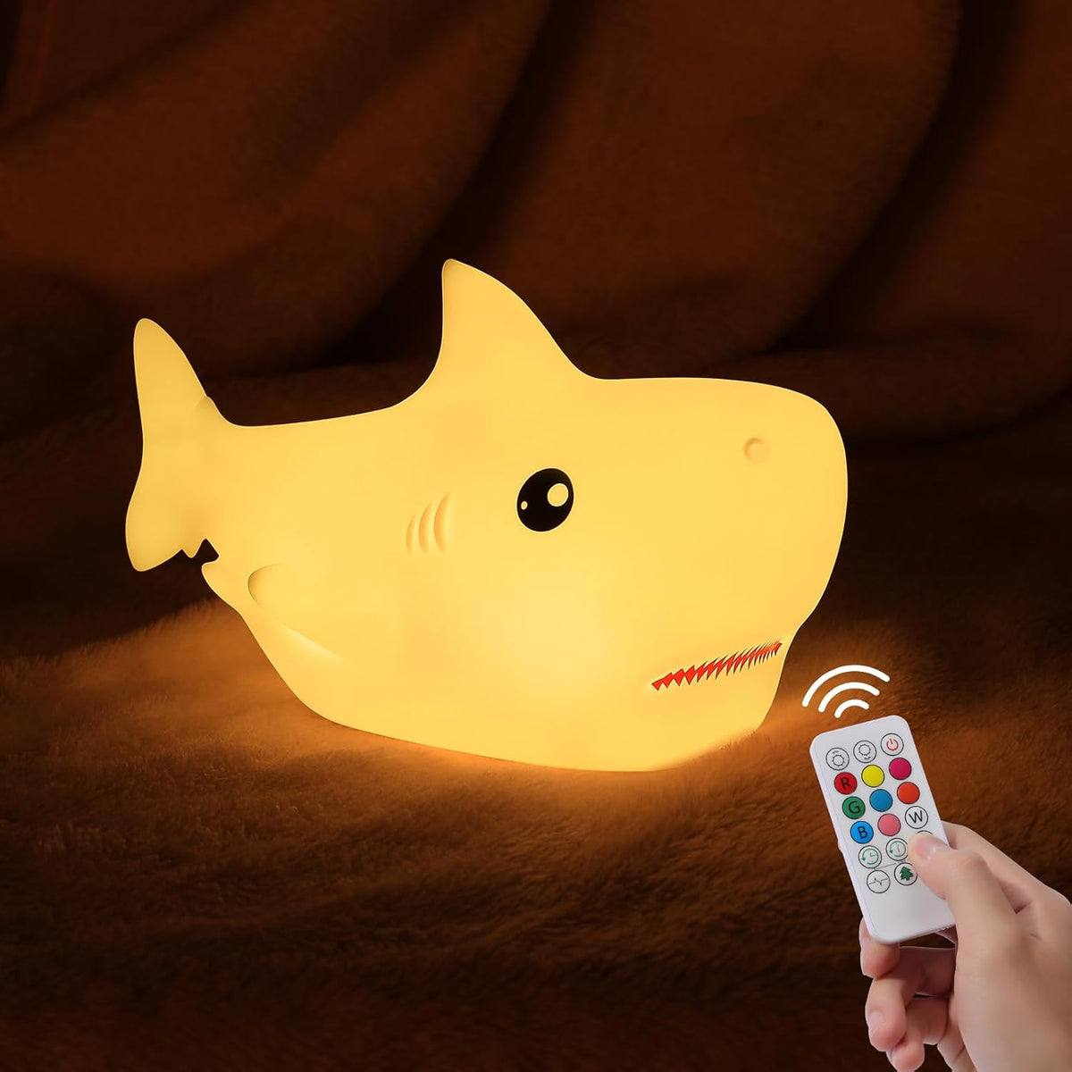 ZKLiLi Shark Night Light, Cute Silicon Night Light for Kids, Nightlight with Remote，Portable