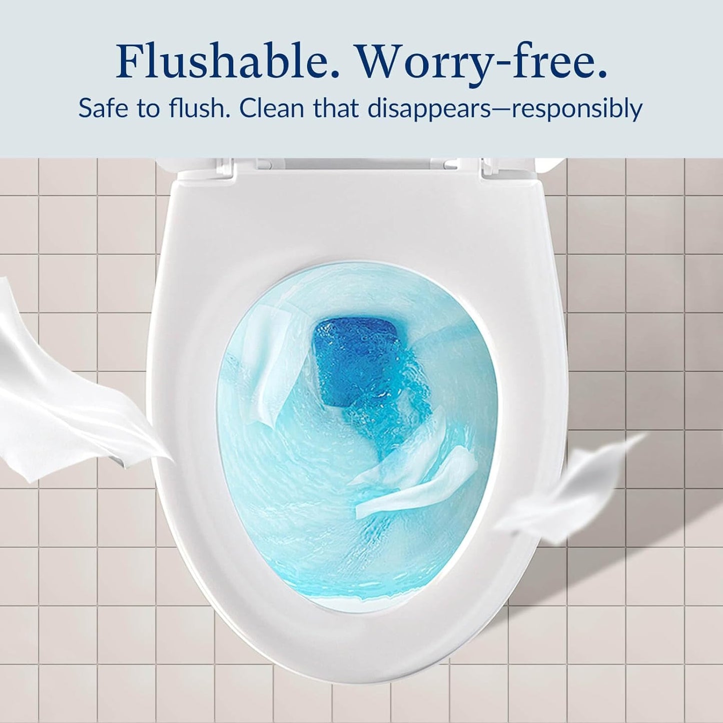 Flushable Wet Wipes - 6 Portable Travel Size Packs (60 Ct) - Unscented Extra-Large Body & Hand