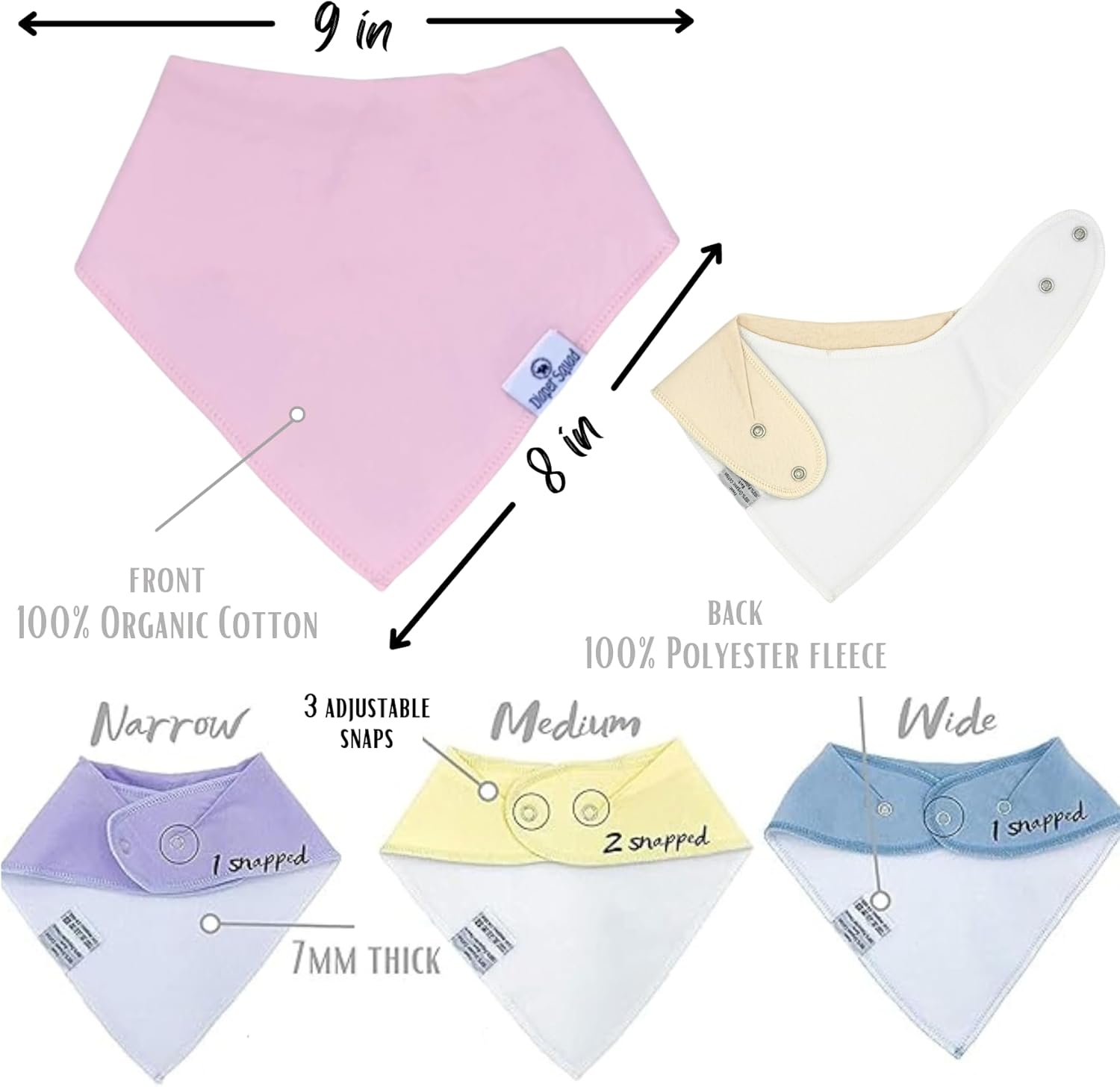 DiaperSquad's Baby Bibs for Drooling and Teething, Bibs for Boys, Baby Girl - Solid Cotton Baby