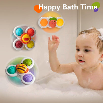 TOHIBEE 3PCS Suction Cup Spinner Toys for 1 2 Year Old Boys Spinning Toys 12-18 Months Sensory Toys