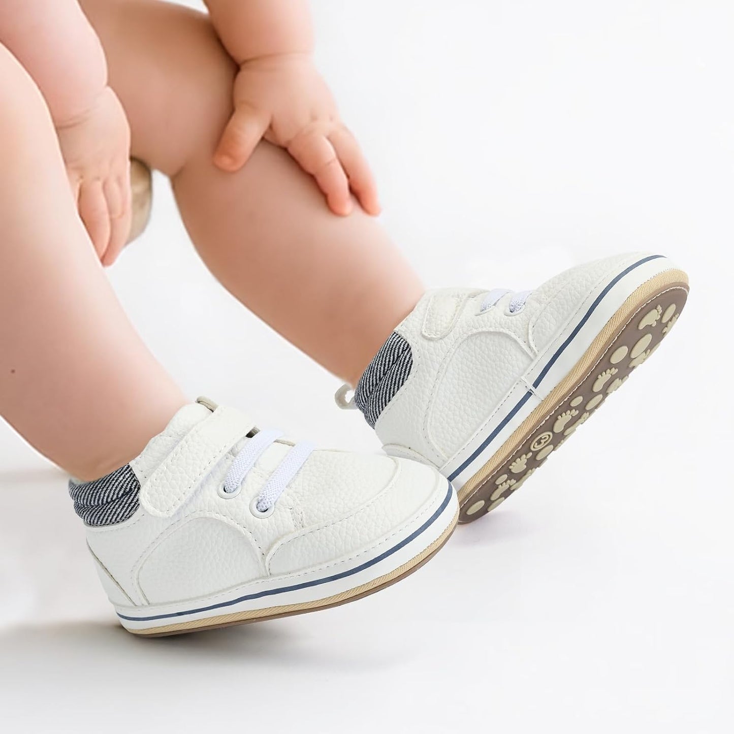 Baby Boys Girls Non-Slip Rubber Sole High-Top PU Leather Infant Sneakers Toddler Crib First Walker