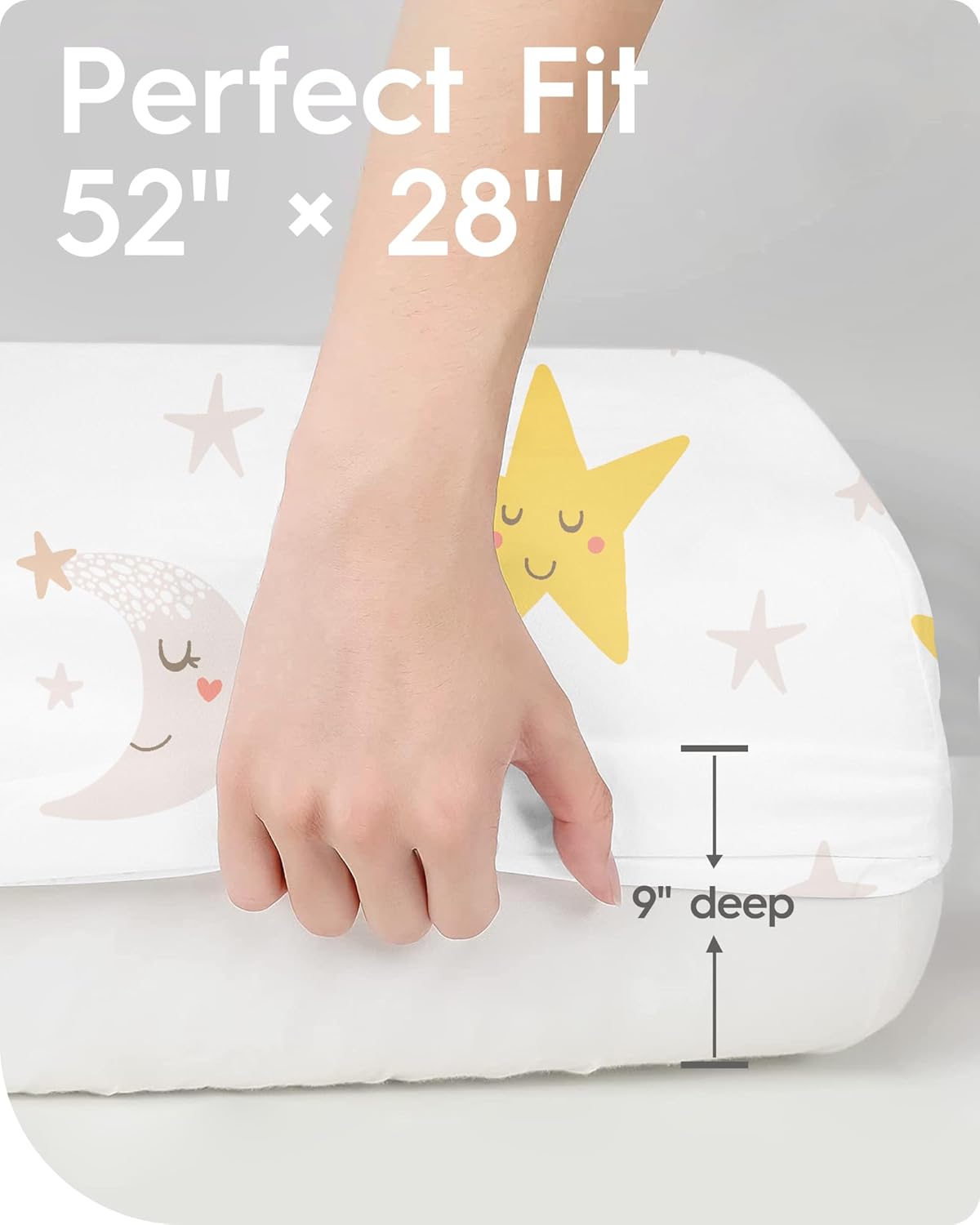 Space Crib Fitted Sheet, Super Stretchy Jersey Star Crib Sheets, Buttery Soft Boy Crib Mattress