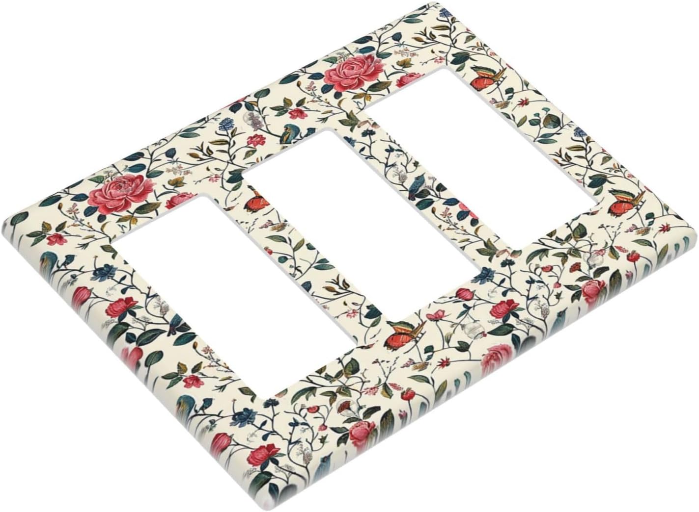 Light Switch Covers Vintage Flowers Rose Leaf Bird Butterfly 3 Gang Rocker Electrical GFCI