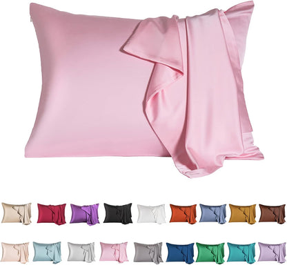 Mulberry Silk Pillowcase for Hair and Skin,Standard Size Cooling Silk Pillow Case with Hidden