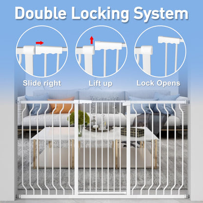 WAOWAO Extra Tall 40.55" Baby Gate 29.92-63.38" Wide Pressure Mounted Walk Through Swing Auto Close