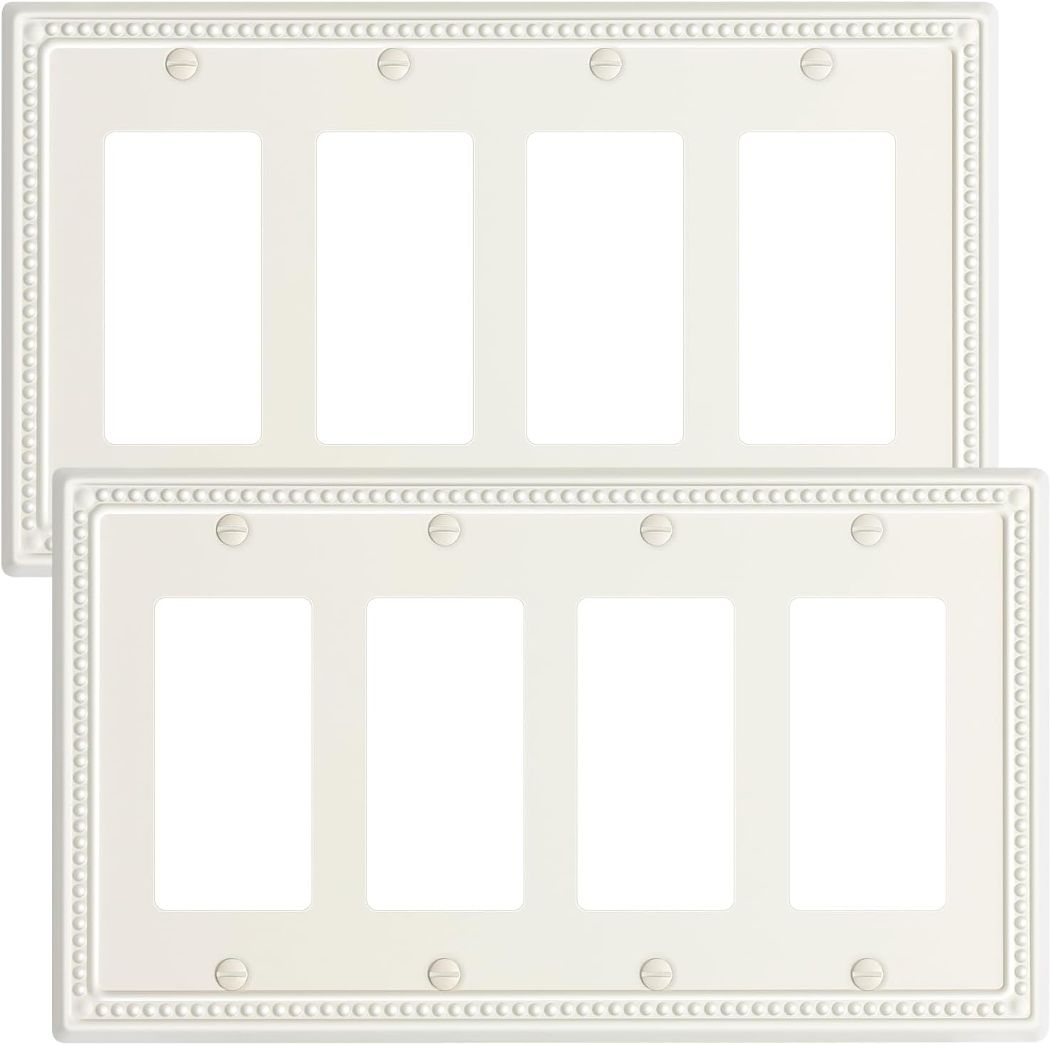 2-Pack Quad Decorator Outlet Cover Plate, Light Almond Pearls Decorative Switch Plates Covers